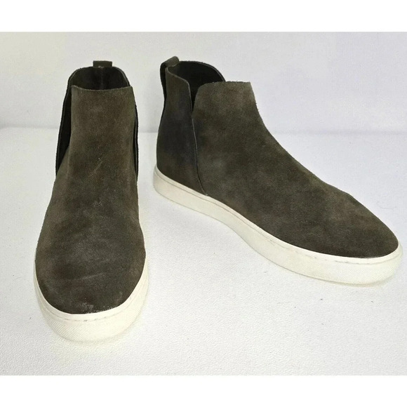 Birdies Shoes - Birdies The Falcon Suede Hidden Wedge Comfort Slip On Booties Olive Green US 8